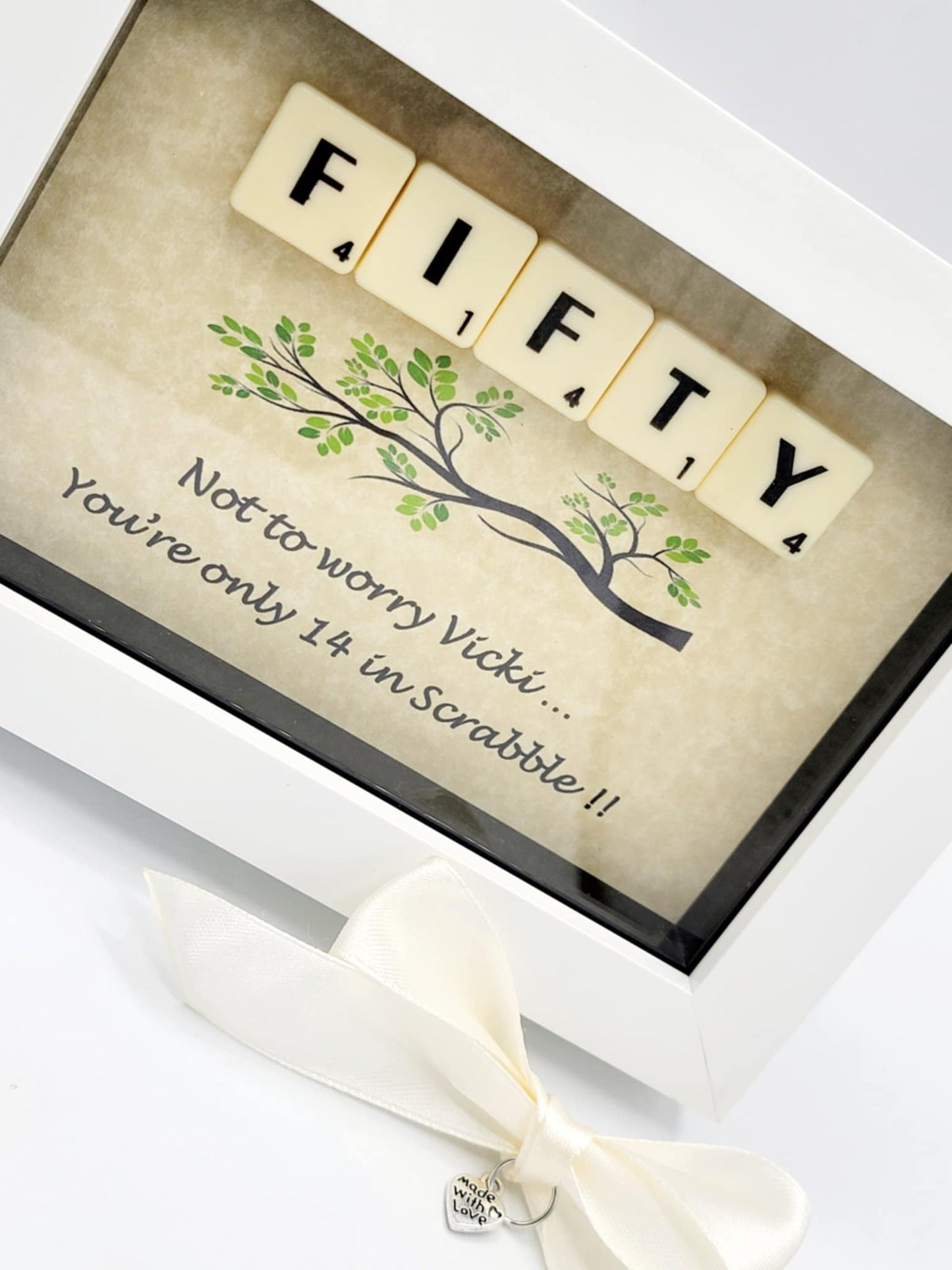 Any Age Gift Box 40th Birthday, 50th, 60th ... Milestone Gift Personalised Gift Scrabble Gift