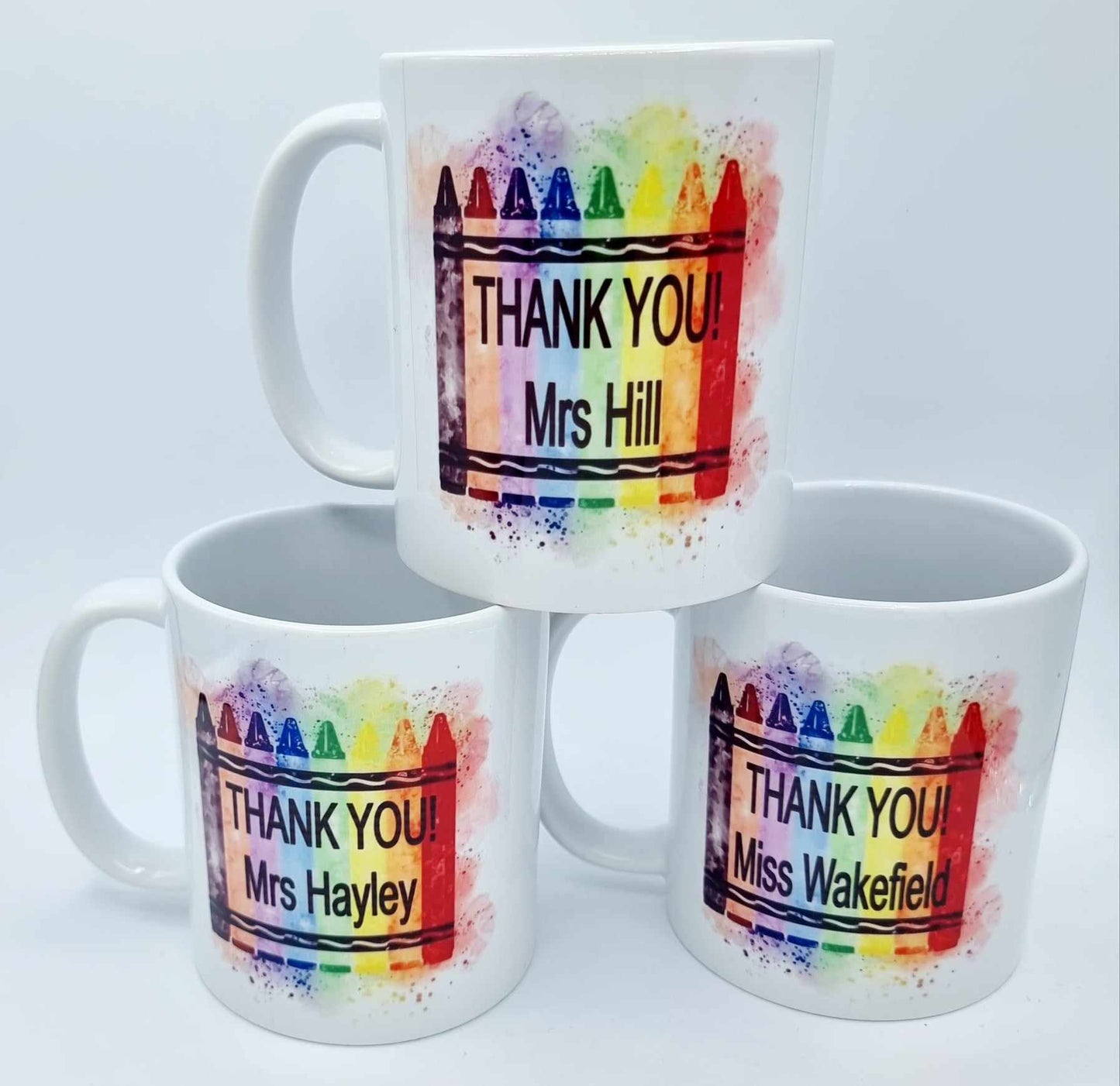Teacher Gifts Leaving Present Crayon Print Name Added Personalised Mugs