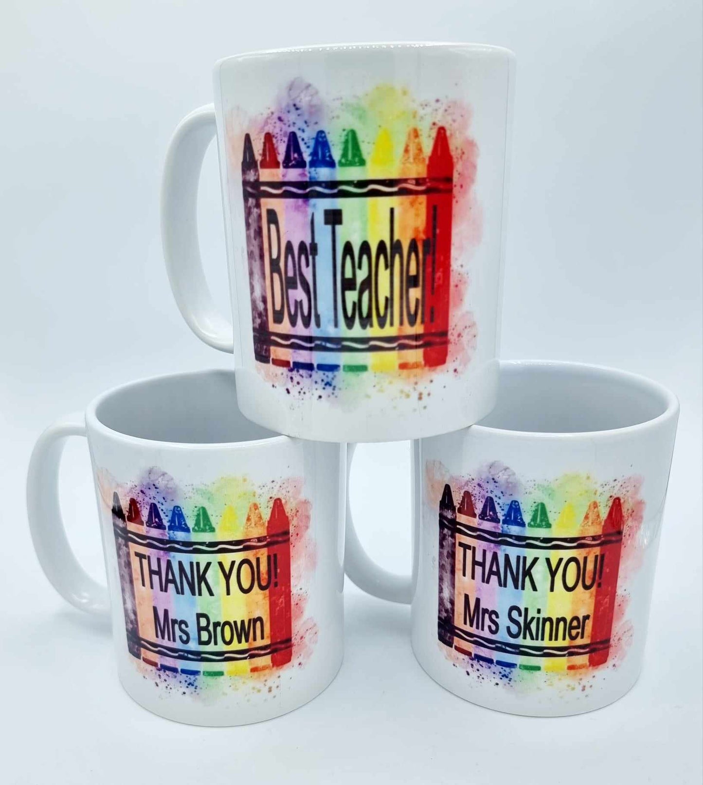 Teacher Gifts Leaving Present Crayon Print Name Added Personalised Mugs