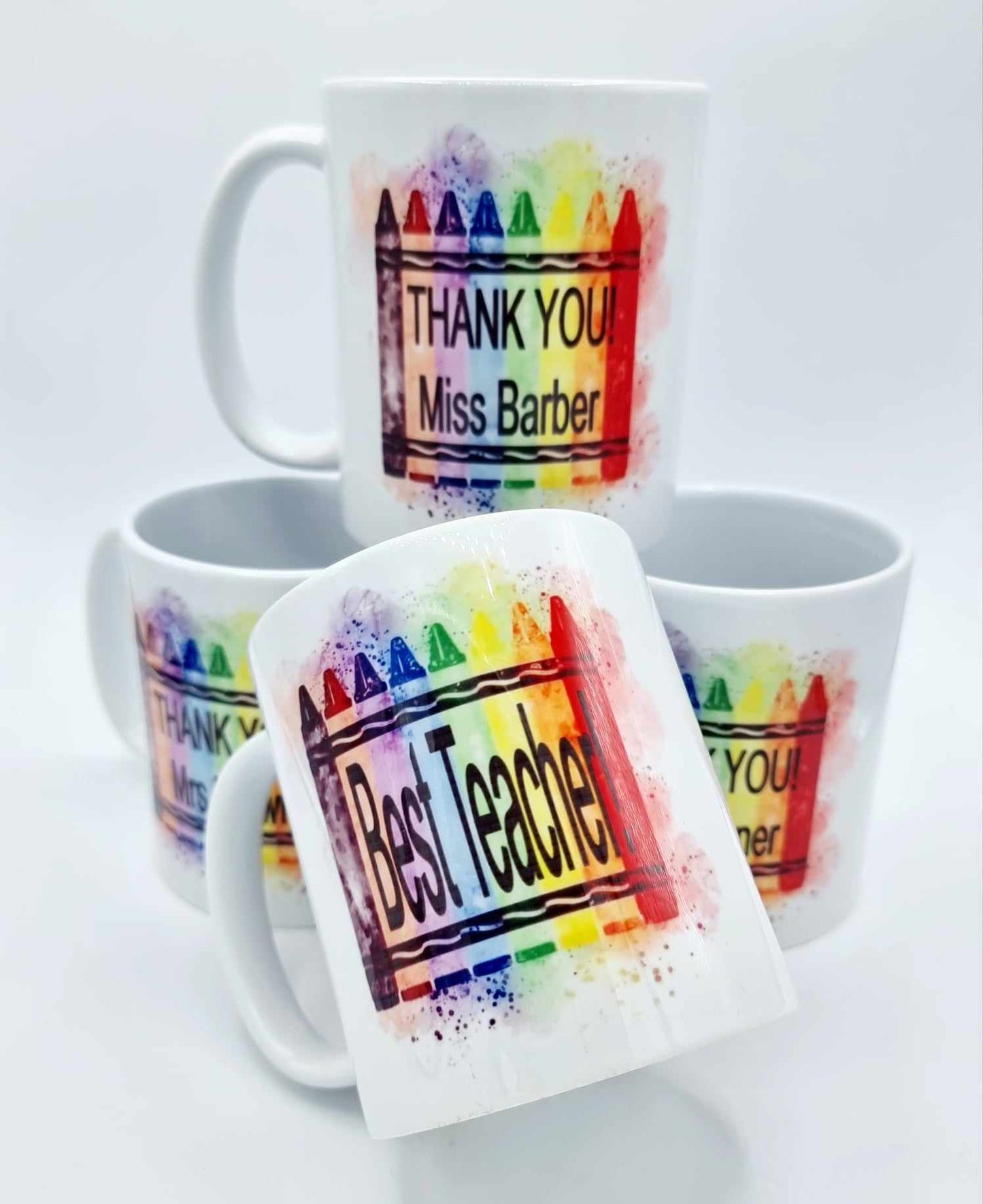 Teacher Gifts Leaving Present Crayon Print Name Added Personalised Mugs