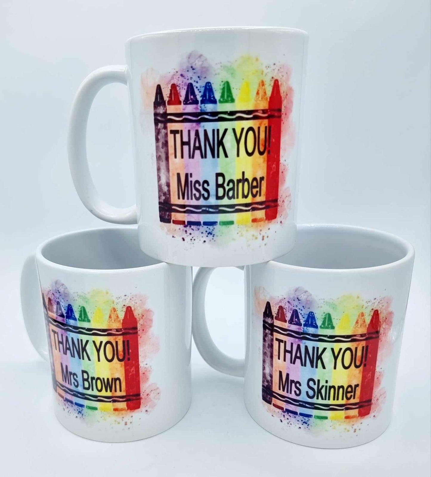 Teacher Gifts Leaving Present Crayon Print Name Added Personalised Mugs