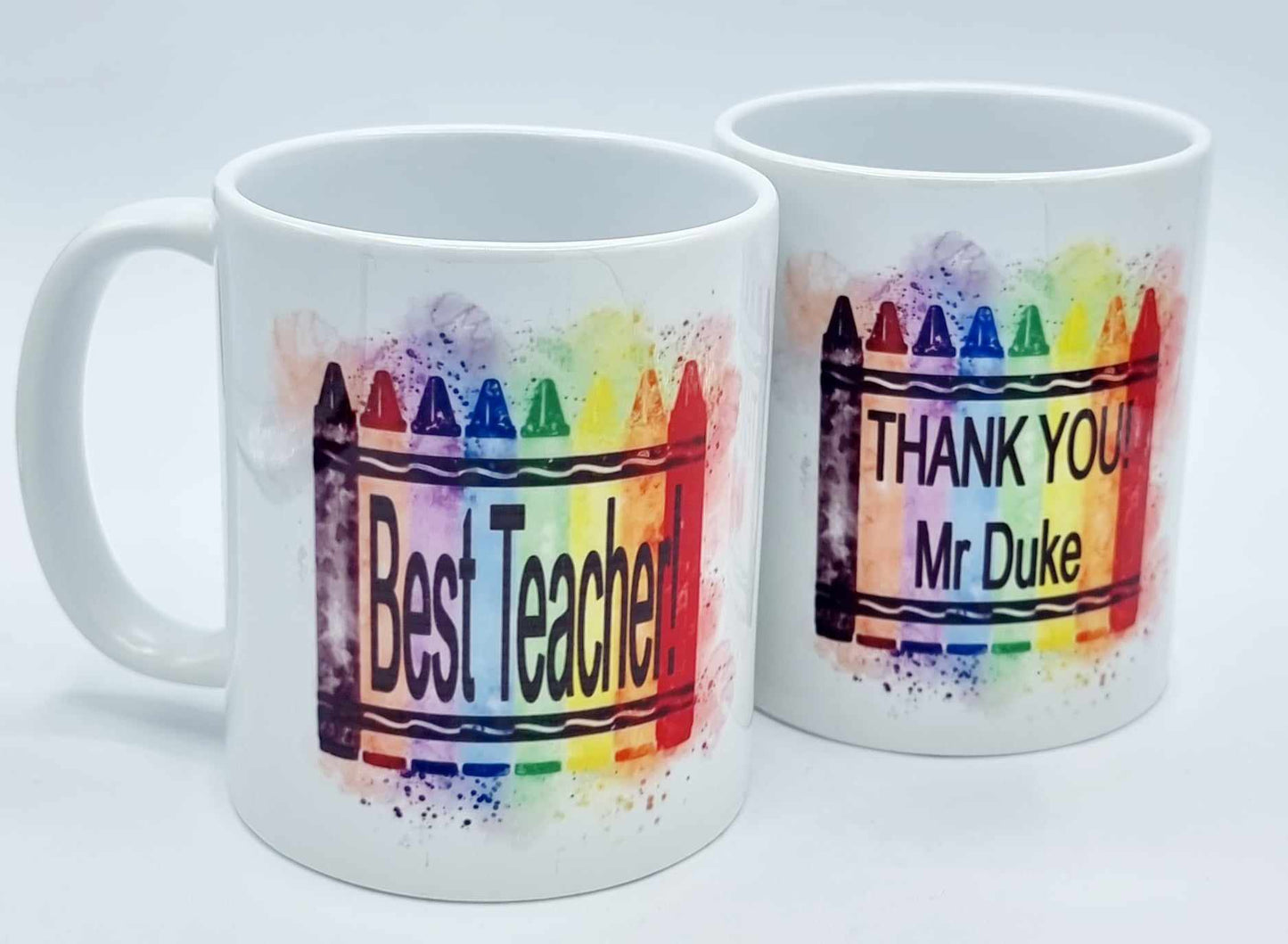 Teacher Gifts Leaving Present Crayon Print Name Added Personalised Mugs