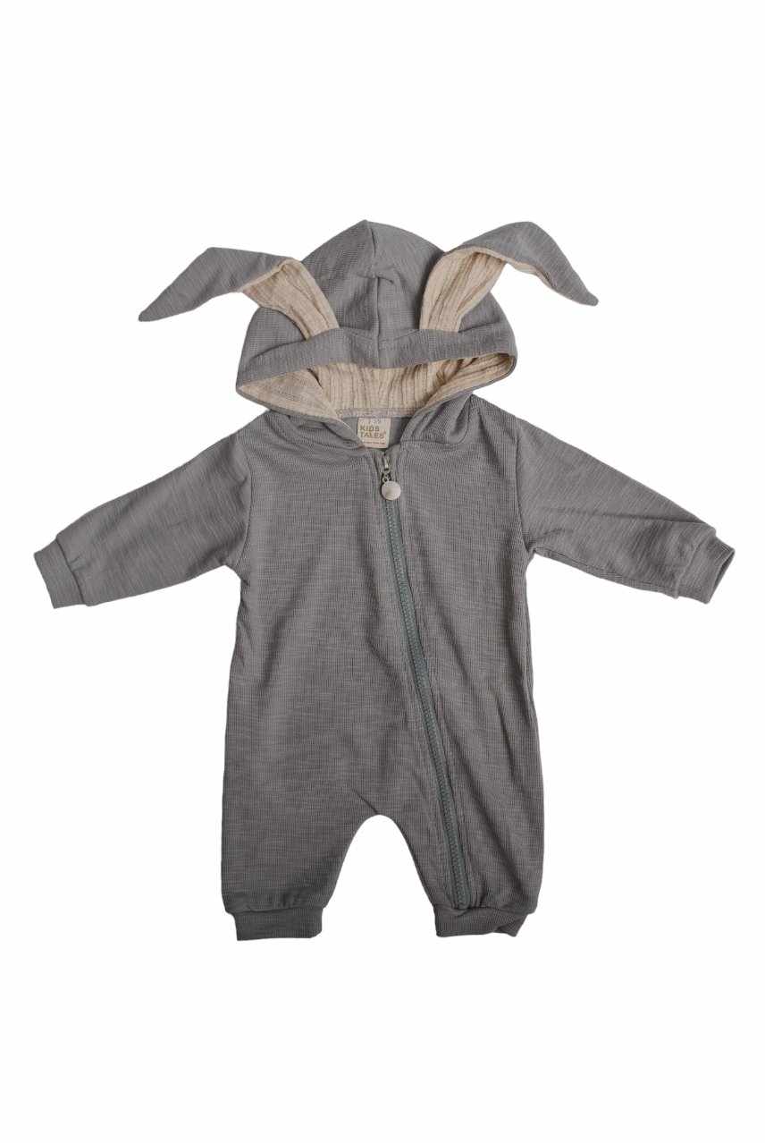 Kids Tales Newborn Baby Winter Warm Outfits Cute Rabbit Ear Hooded Zipper Romper