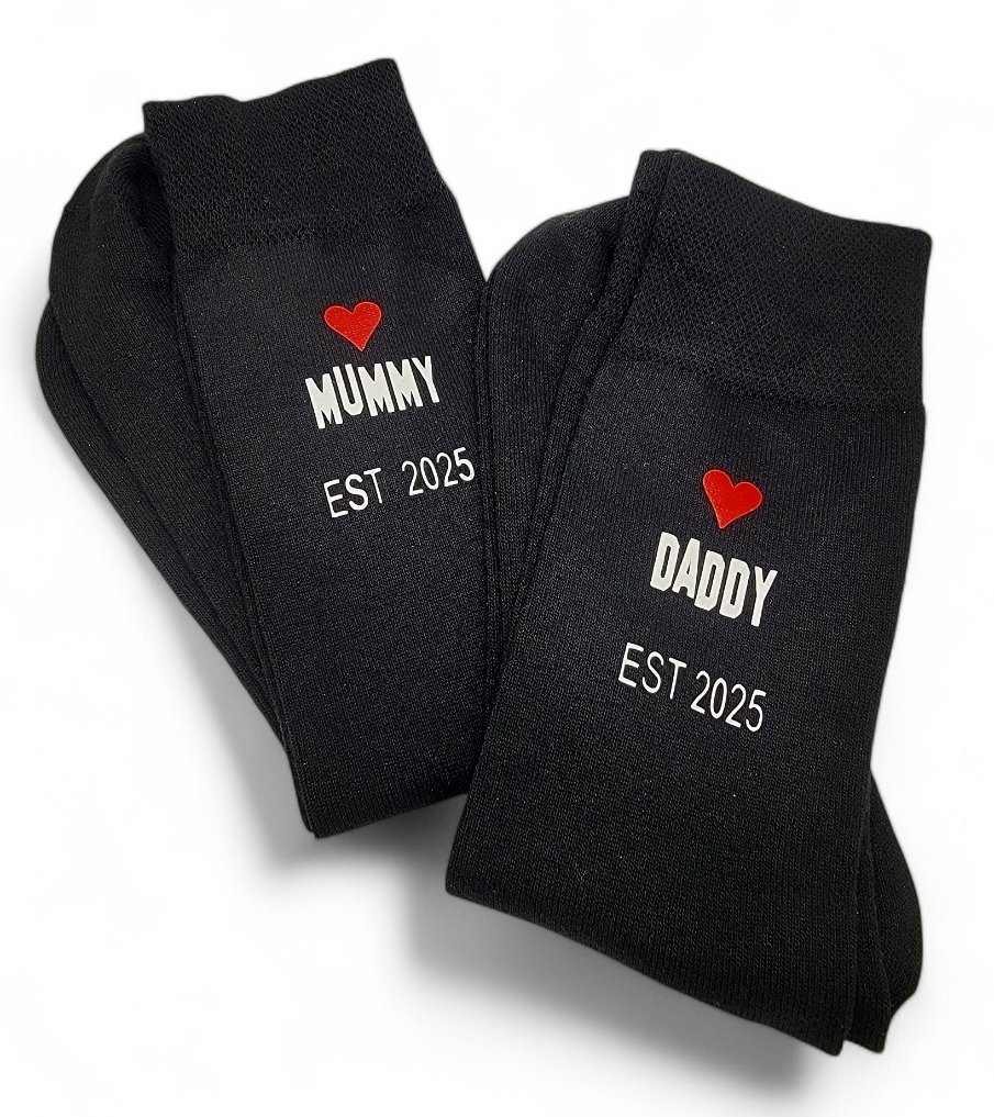Daddy Est (any year) Daddy to Be / Step Dad / G/Dad- Socks - Father's Day - Gift From Bump - Gift Dad With Gift Bag