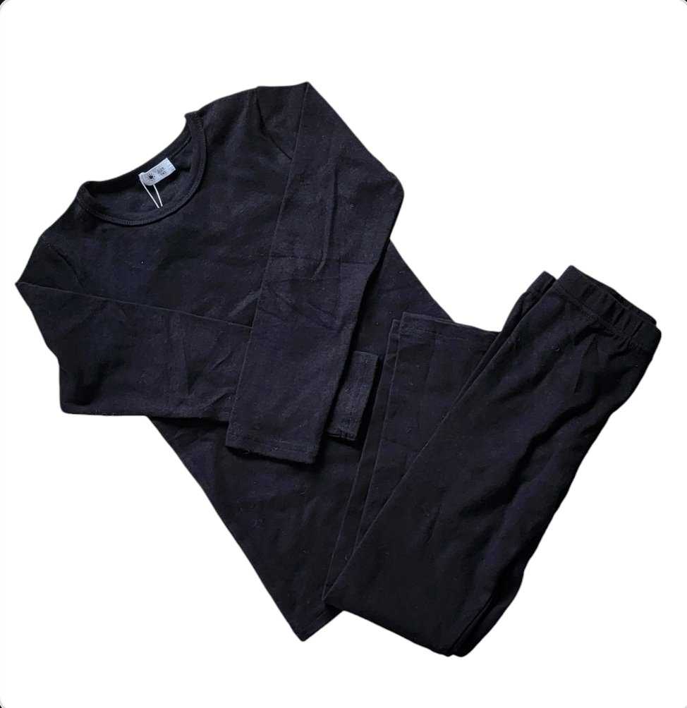 Kids Tales 2 Piece Solid Brushed Fleece Cotton Child High Waist Lounge Wear