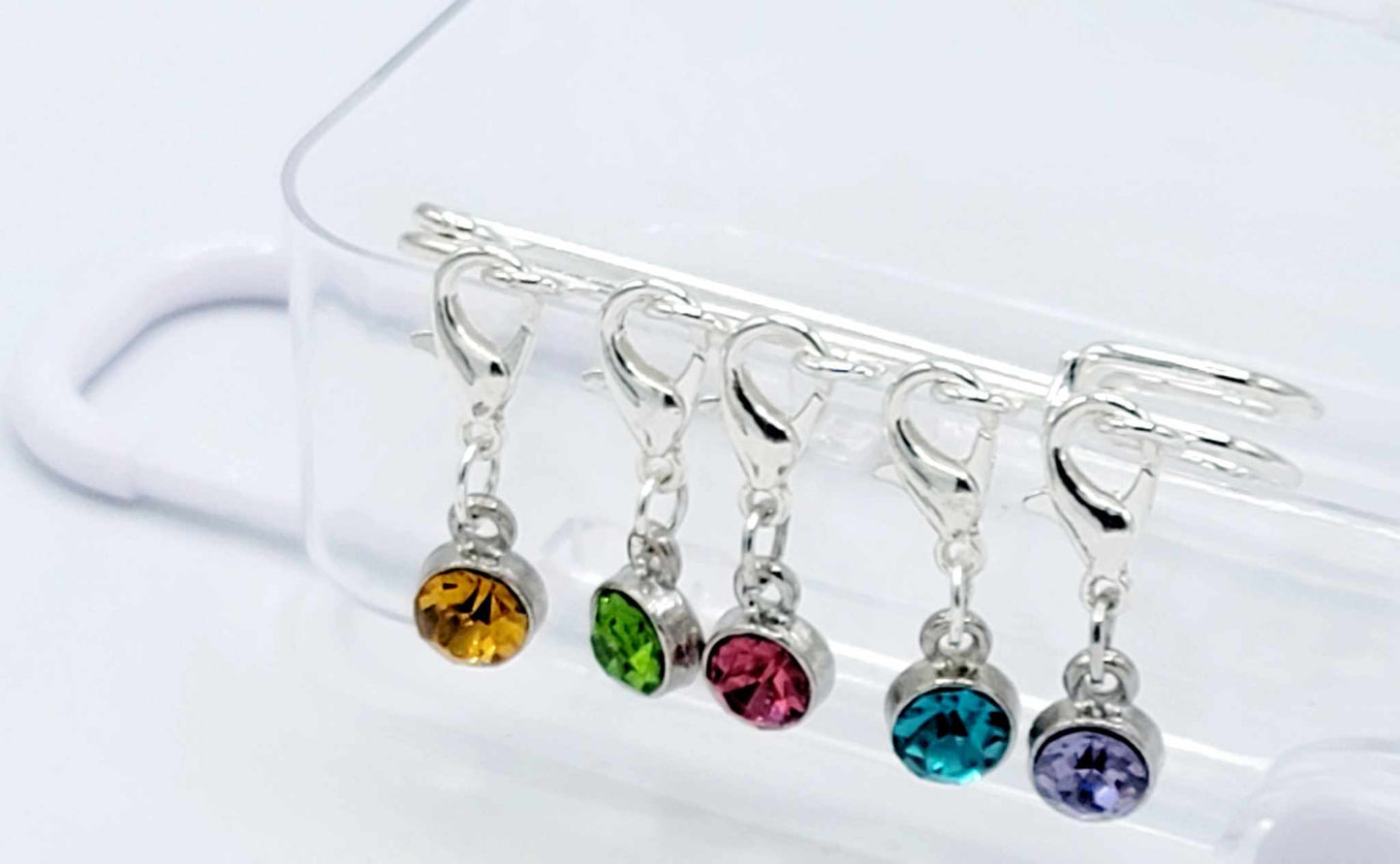 Cute Glass Charm Sewing Tools Stitch Markers Knitting Locking Crochet Markers with Lobster Claw Clasp
