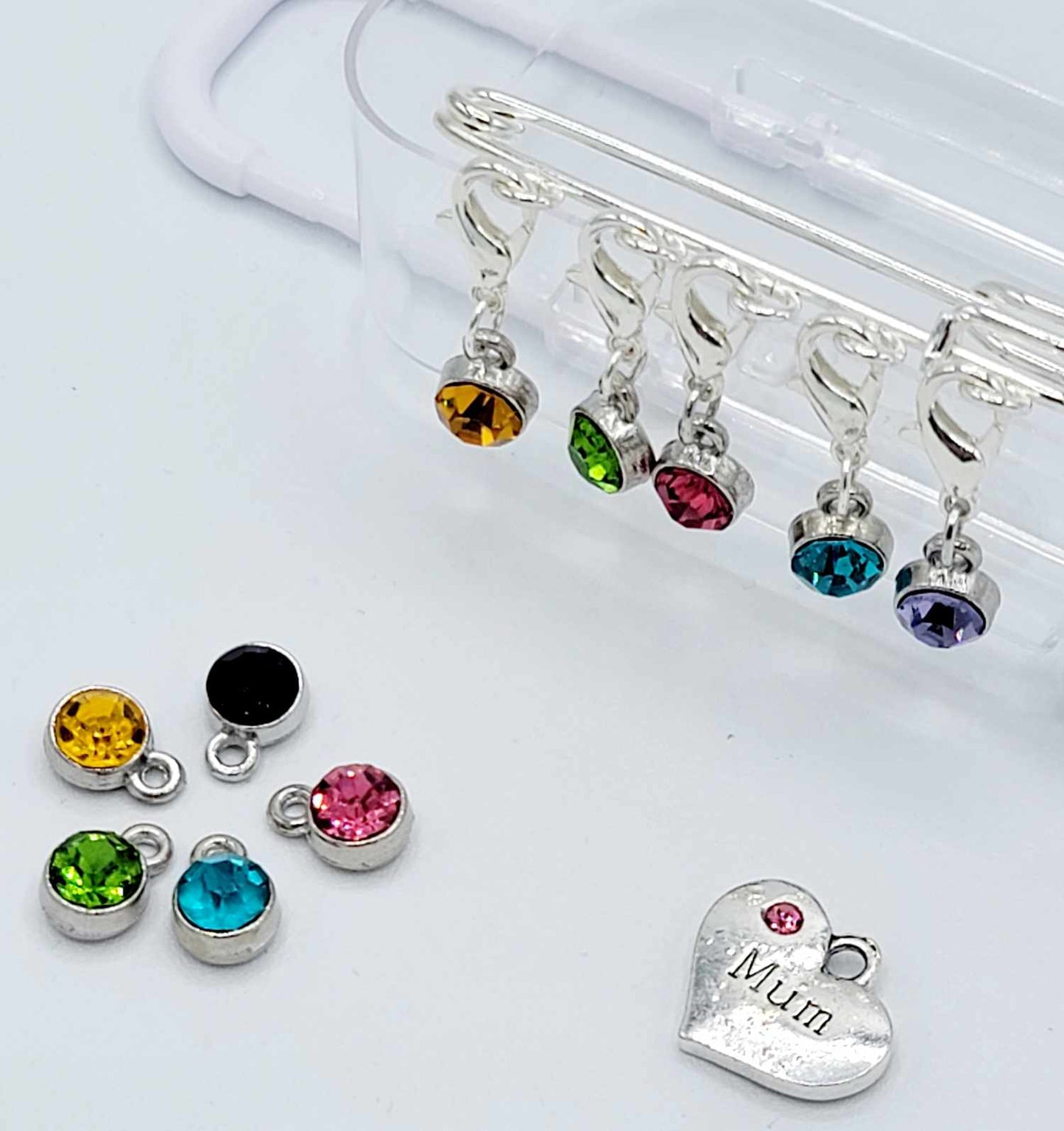 Cute Glass Charm Sewing Tools Stitch Markers Knitting Locking Crochet Markers with Lobster Claw Clasp