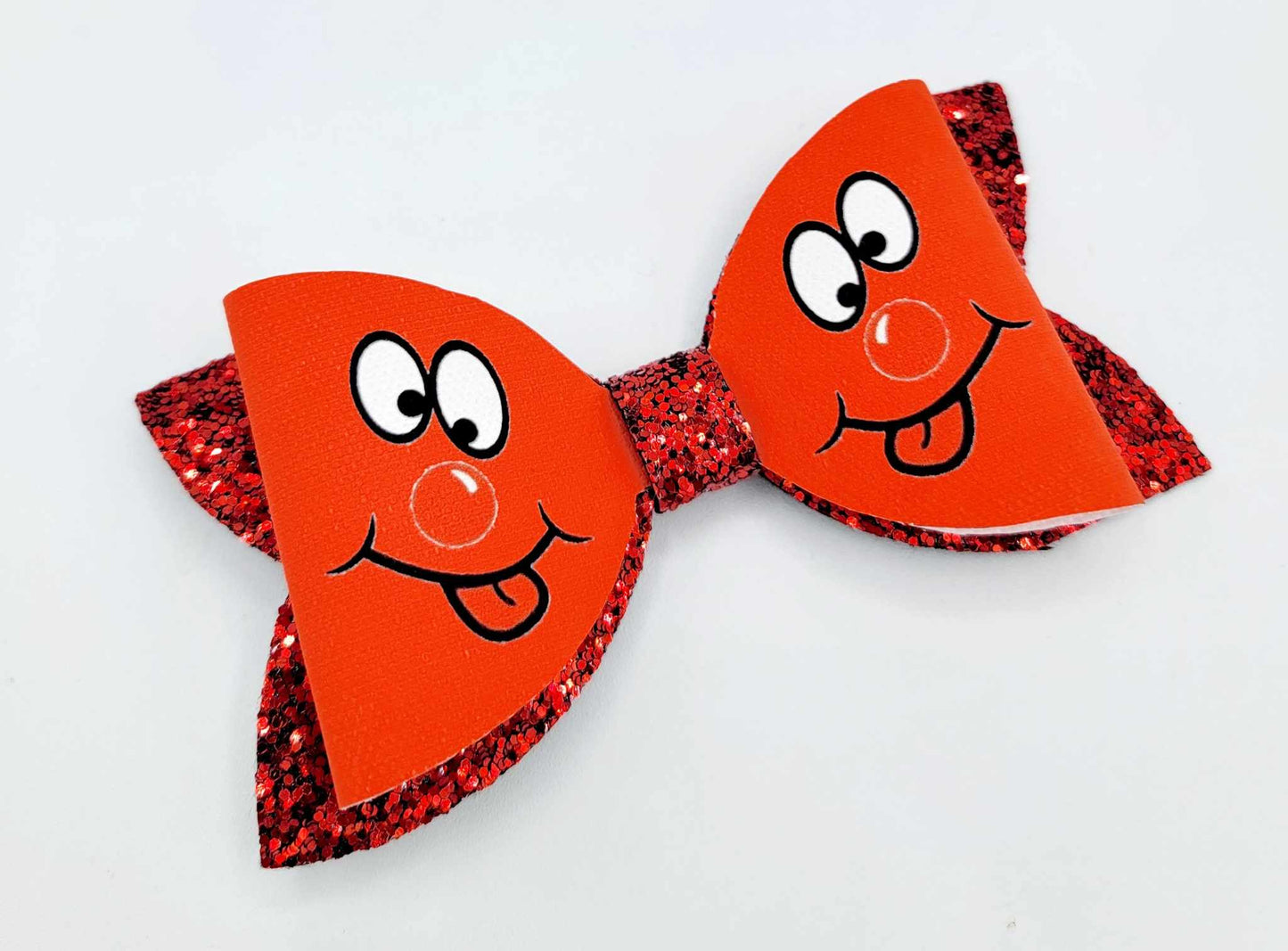 Red nose day hair bow, girls hair bows, hair clips, girls accessories. Pair of 2