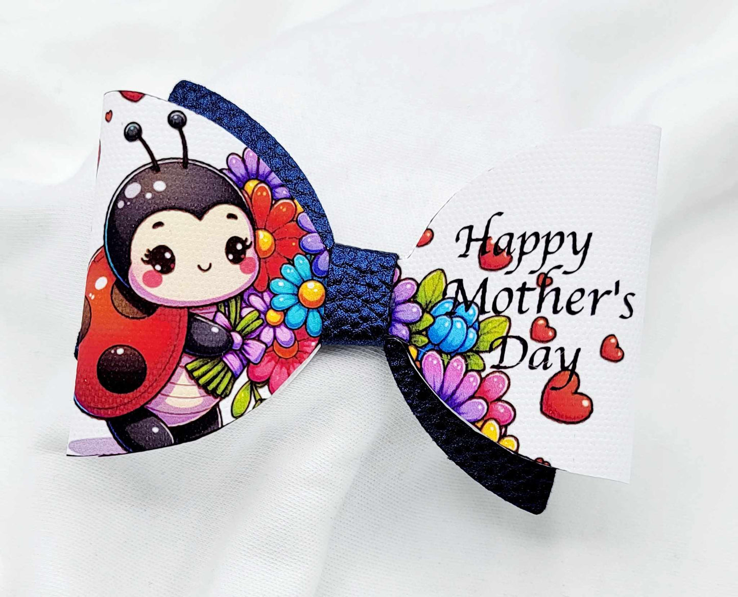Cute Mothers Day Ladybug Girls Hair Bow Clips Pair of 2
