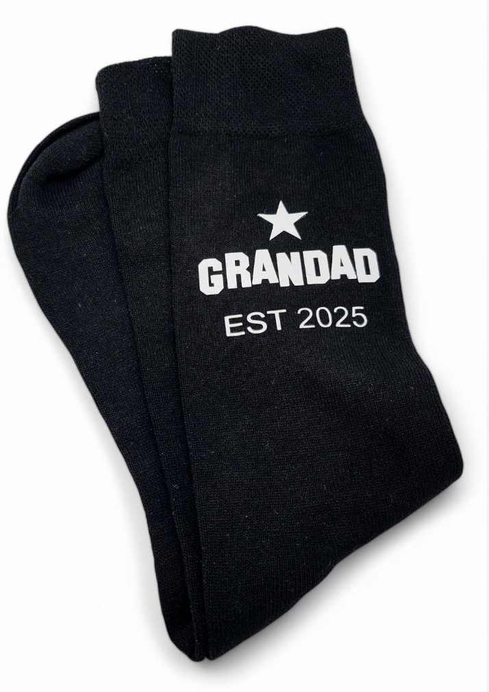 Grandad/Great Grandad Est ANY YEAR Daddy to Be / Step Dad / G/Dad- Socks - Father's Day - Gift From Bump - Gift Dad With Gift Bag