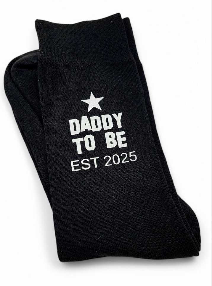 Daddy Est (any year) Daddy to Be / Step Dad / G/Dad- Socks - Father's Day - Gift From Bump - Gift Dad With Gift Bag