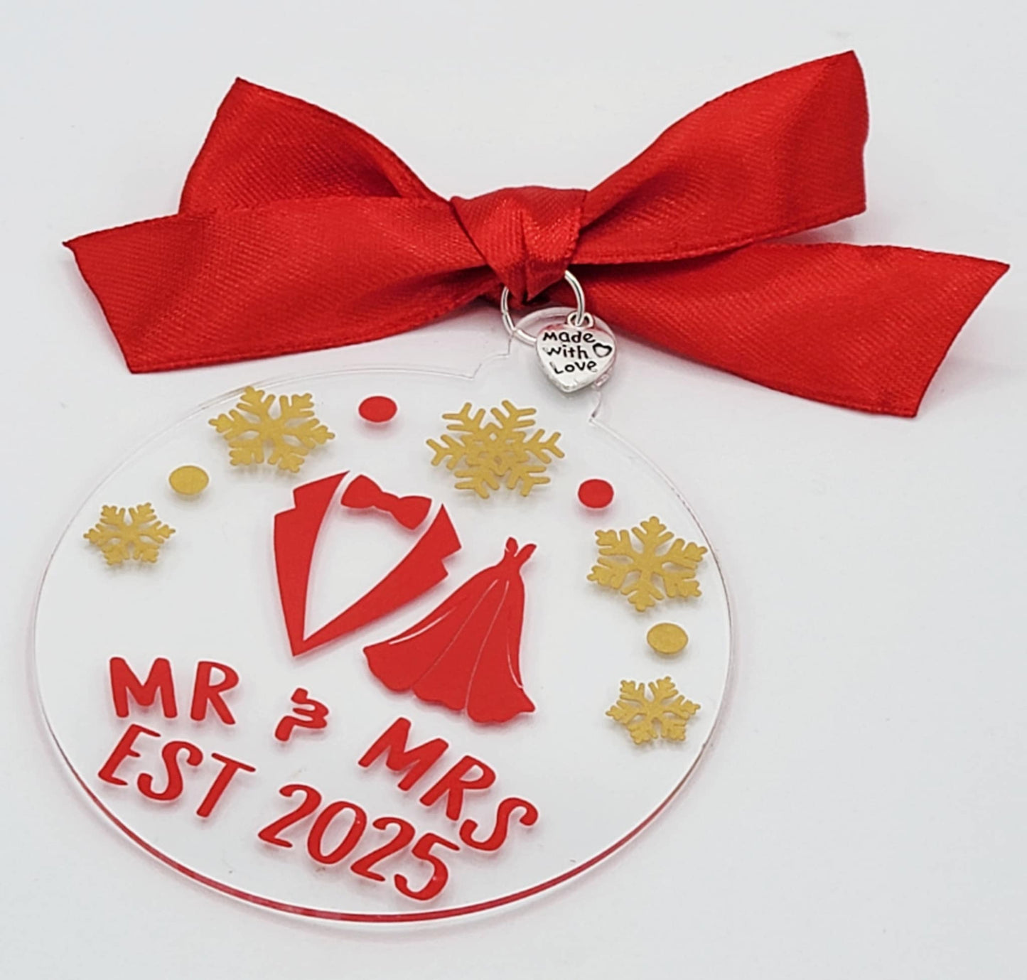 First Christmas as mr and mrs Xmas Decoration Bauble Personalised Married Acrylic Tree Bauble for 1st Wedding Gifts Keepsake for Him or Her