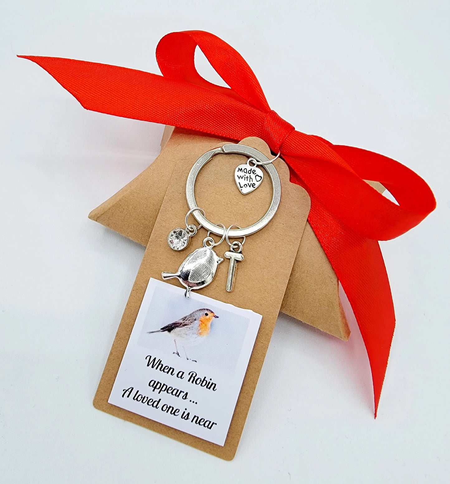 Robins Appear When Loved Ones Are Near In Loving Memory Personalised, Keyring, Gift Box, Gift Card/Tag Initial Handmade