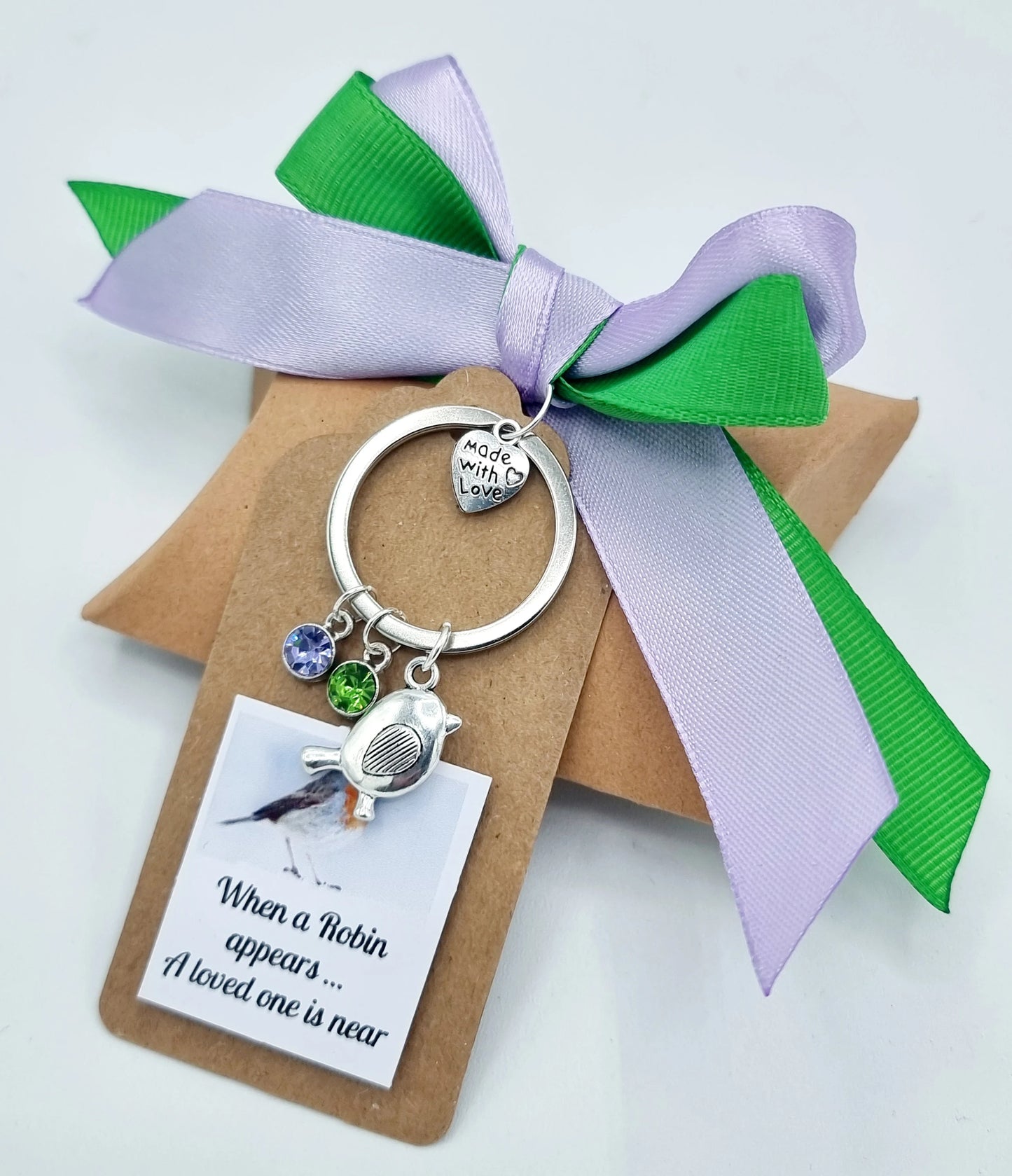 Robins Appear When Loved Ones Are Near In Loving Memory Personalised, Keyring, Gift Box, Gift Card/Tag Initial Handmade