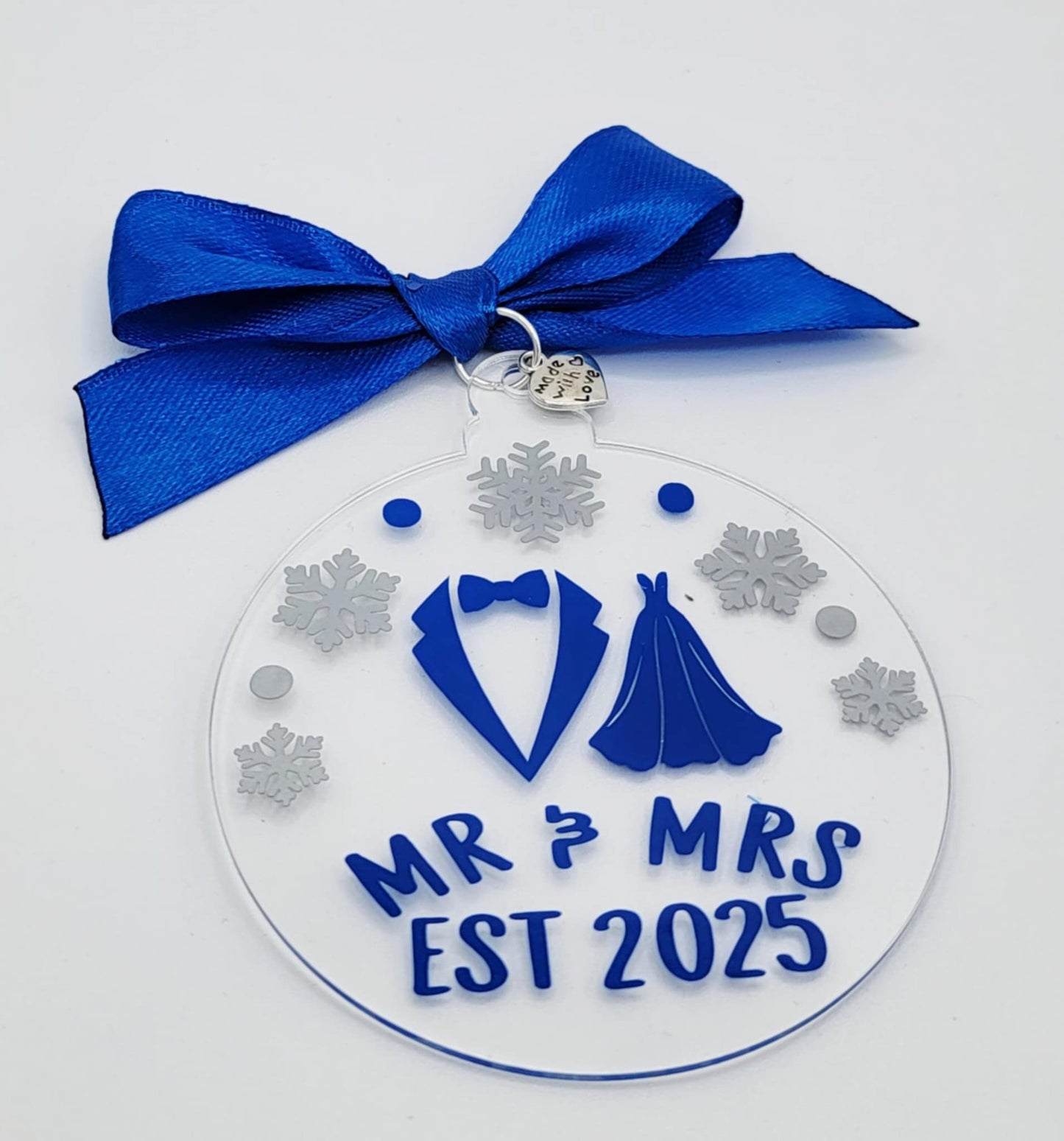 First Christmas as mr and mrs Xmas Decoration Bauble Personalised Married Acrylic Tree Bauble for 1st Wedding Gifts Keepsake for Him or Her