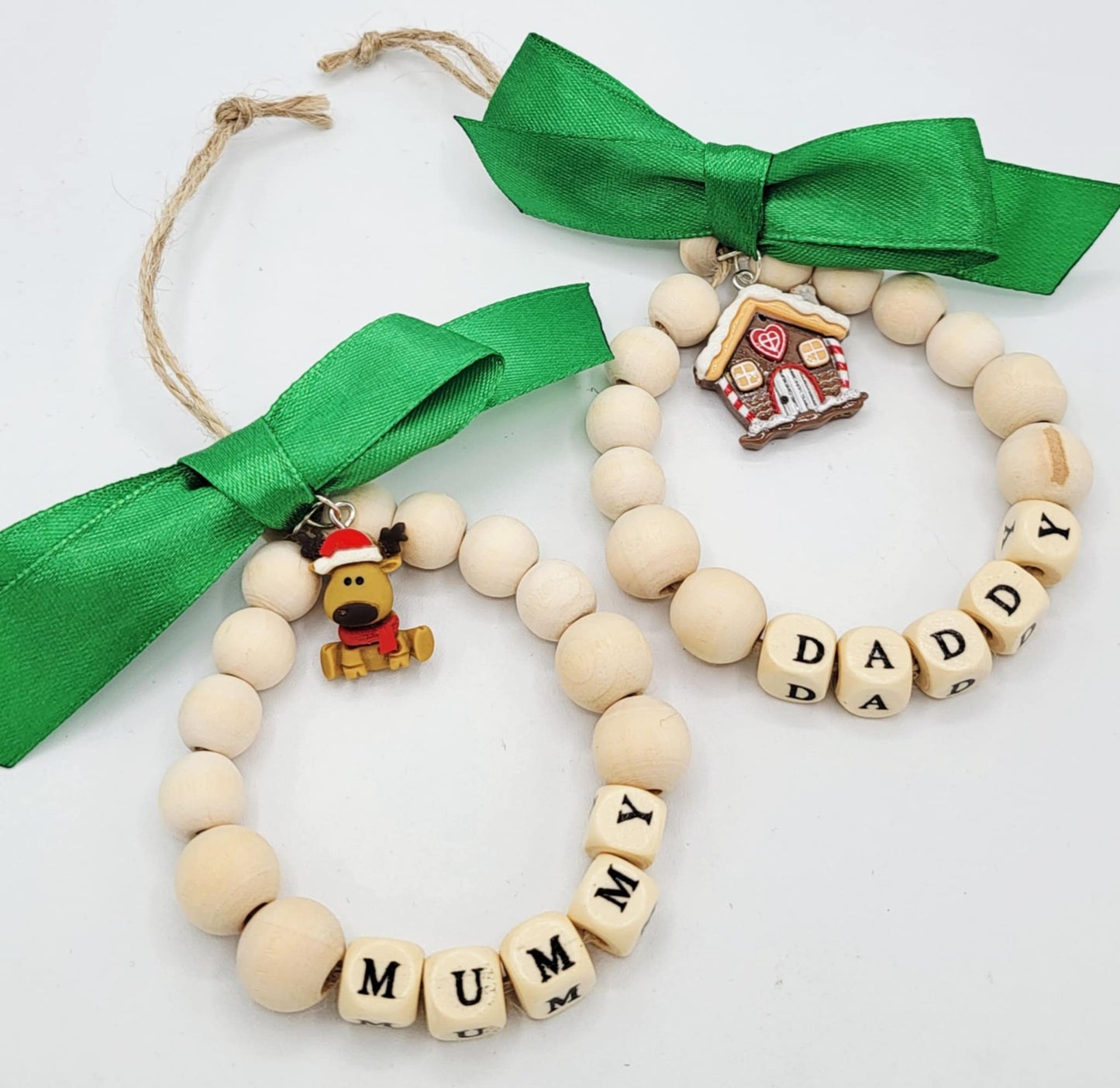 Handmade Personalised Wooden Christmas Hanging Decorations