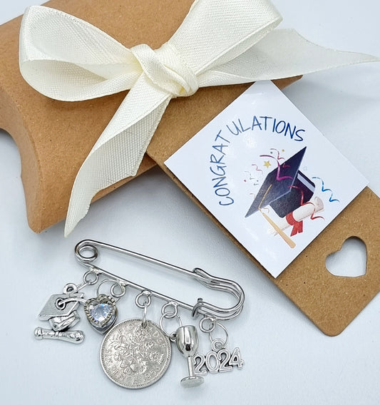 Graduation Gift Keepsake Lucky Sixpence Personalised