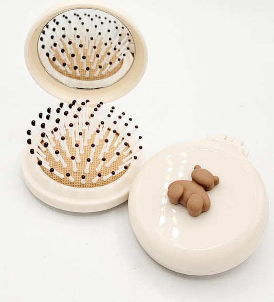 Teddy Brushes - Soft Brush Foldable Brush & Mirror