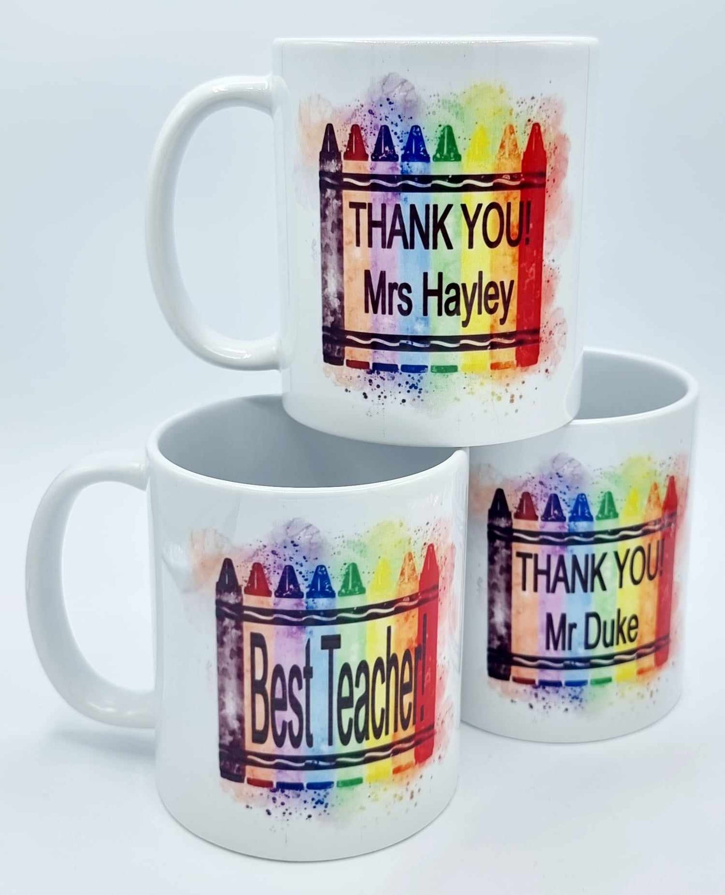Teacher Gifts Leaving Present Crayon Print Name Added Personalised Mugs