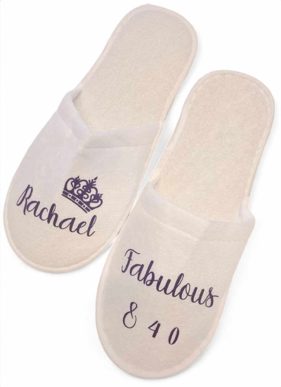 Bride Spa/Sauna/Birthday Slippers Wedding Bridesmaid Personalised One Size - Choice of Colour for lettering