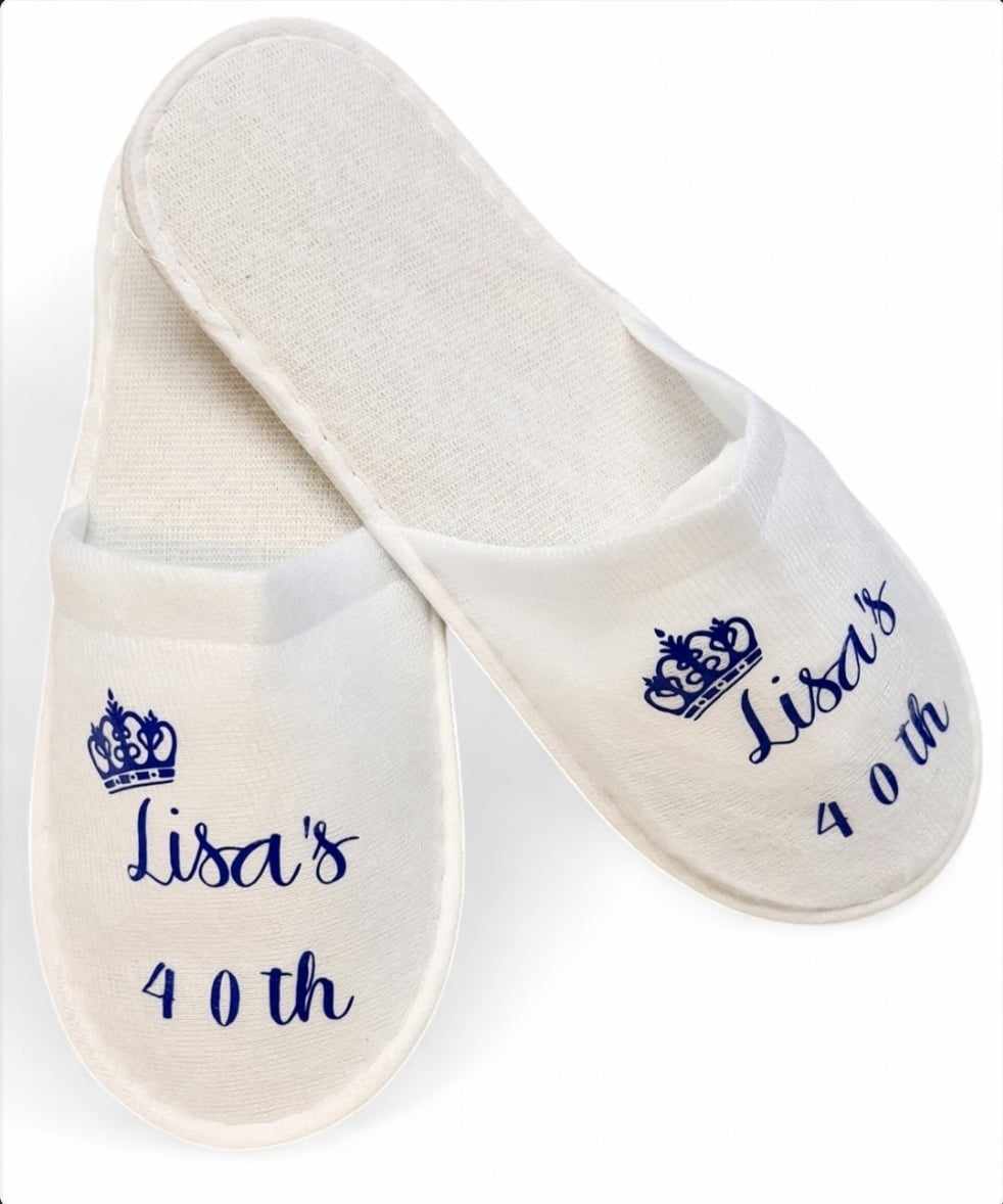 Bride Spa/Sauna/Birthday Slippers Wedding Bridesmaid Personalised One Size - Choice of Colour for lettering