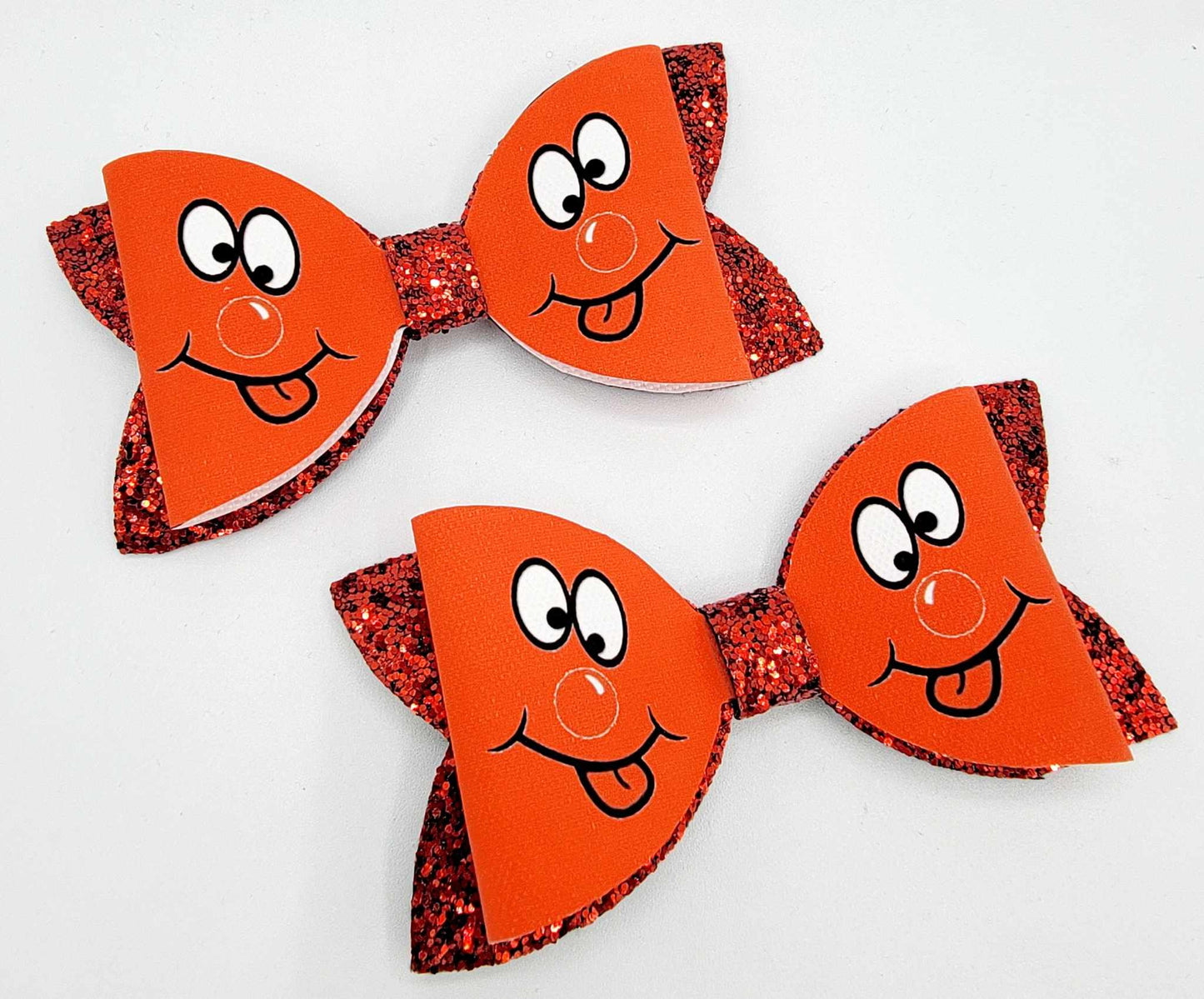 Red nose day hair bow, girls hair bows, hair clips, girls accessories. Pair of 2