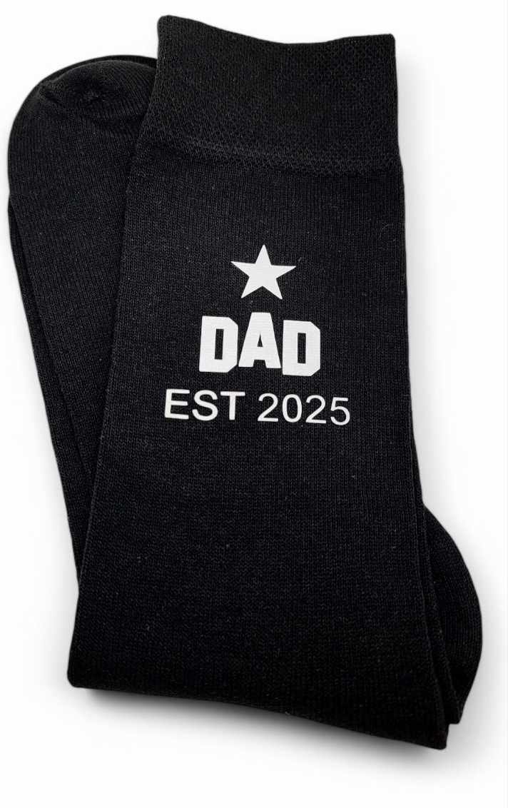 Daddy Est (any year) Daddy to Be / Step Dad / G/Dad- Socks - Father's Day - Gift From Bump - Gift Dad With Gift Bag