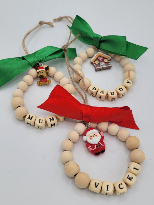Handmade Personalised Wooden Christmas Hanging Decorations