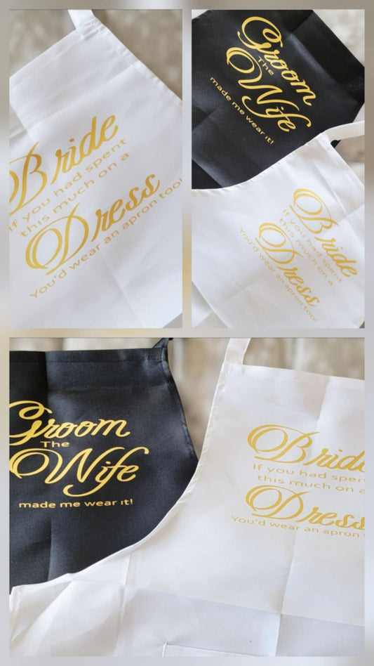 Personalised Custom Wedding Day Apron, If you'd spent this much... Mrs, Wedding Dress Protector, Bib, Ideal Gift Bride, Wife to be FREE Grooms Apron