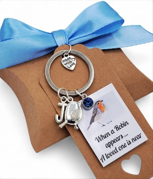 Robins Appear When Loved Ones Are Near  In Loving Memory Personalised, Keyring, Gift Box, Gift Card/Tag Initial Handmade