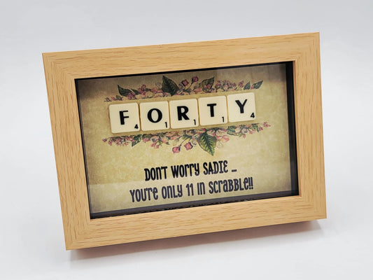 Any Age Gift Box 40th Birthday, 50th, 60th ... Milestone Gift Personalised Gift Scrabble Gift