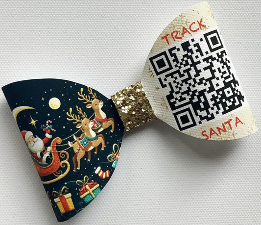 TRACK SANTA HAIR BOW CLIPS ONE PER ORDER