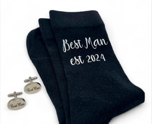 Best Man Groom Wedding Sock Cufflink Gift Sets Personalised Free Gift Bag FREE Postage (Copy)