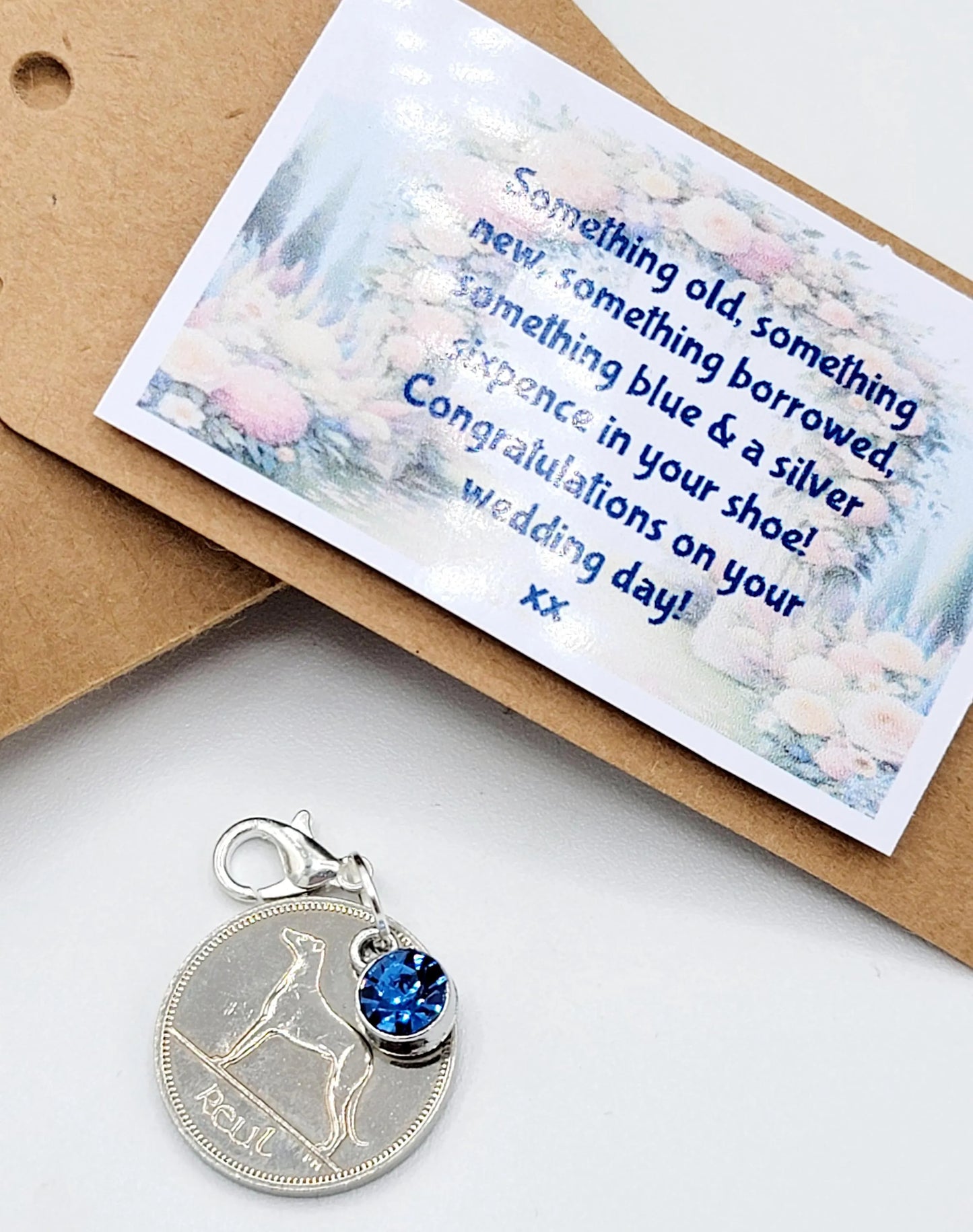 Irish Sixpence Something Blue Horseshoe Wedding Gift GARTER/BOUQUET BRIDAL Lucky Sixpence  Gift Box