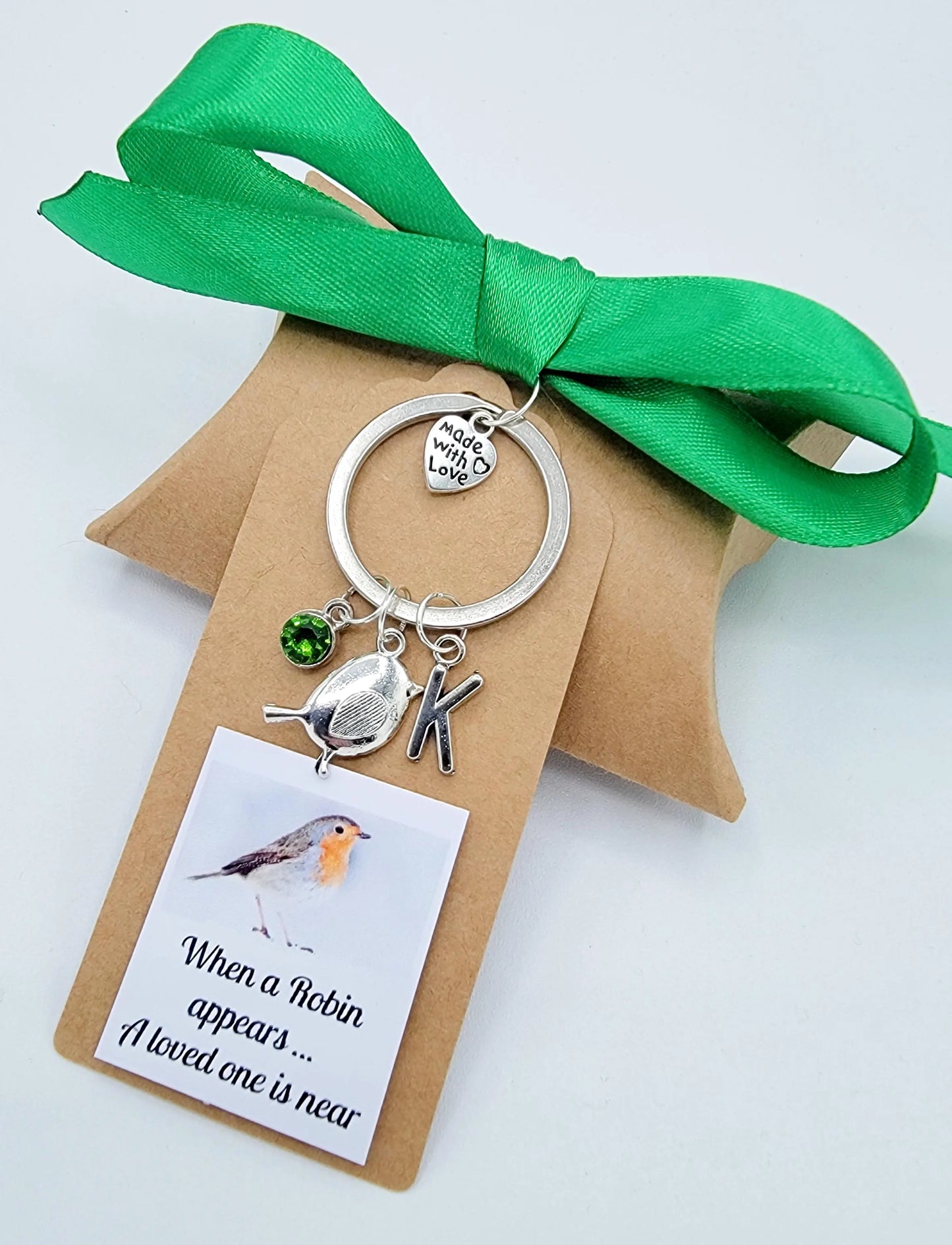 Robins Appear When Loved Ones Are Near  In Loving Memory Personalised, Keyring, Gift Box, Gift Card/Tag Initial Handmade
