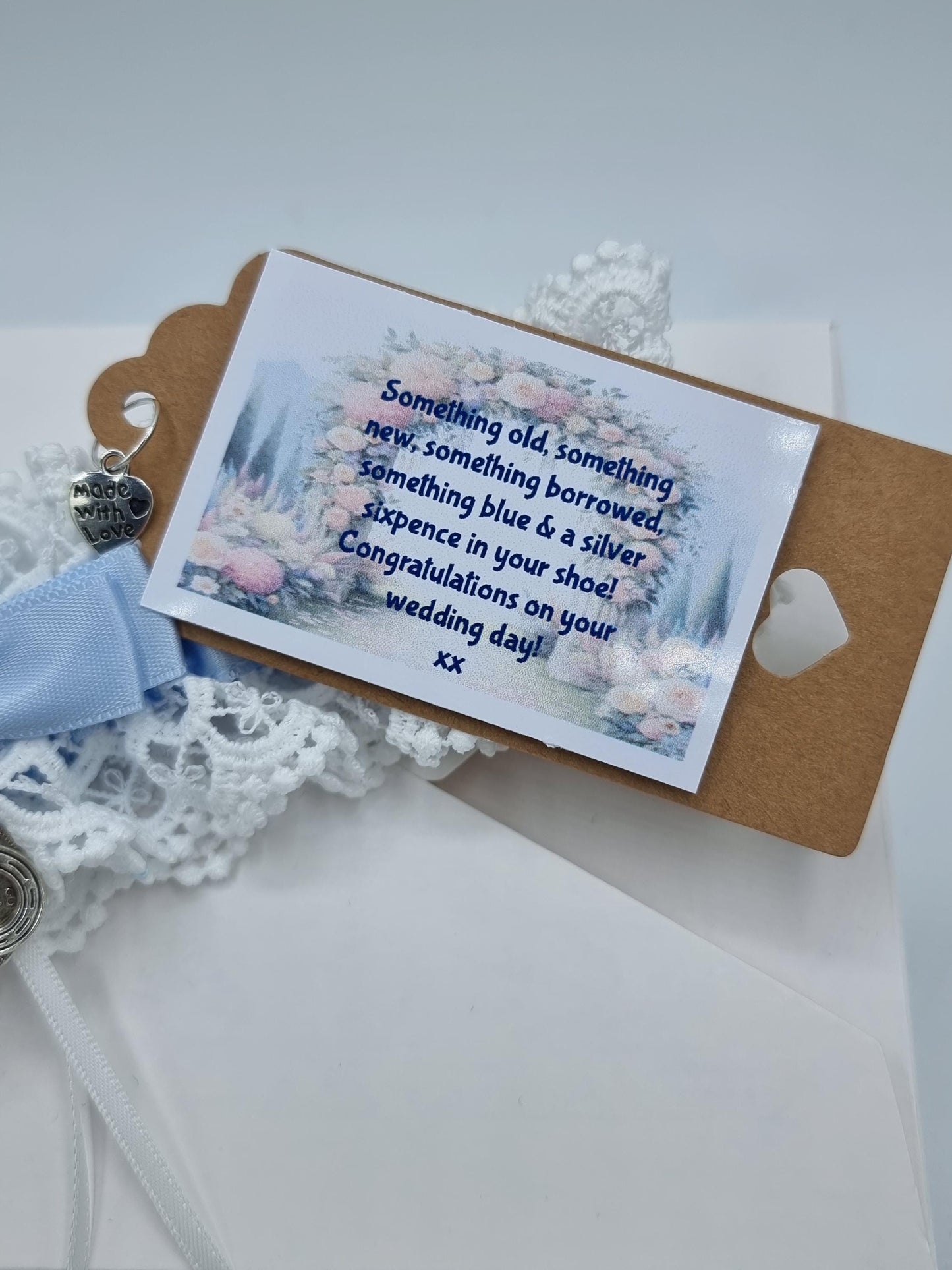 Garter Wedding Gift Boxed Something Blue Sixpence Horseshoe Bride Gift Hen Party Free Gift Bag Tag Free Postage