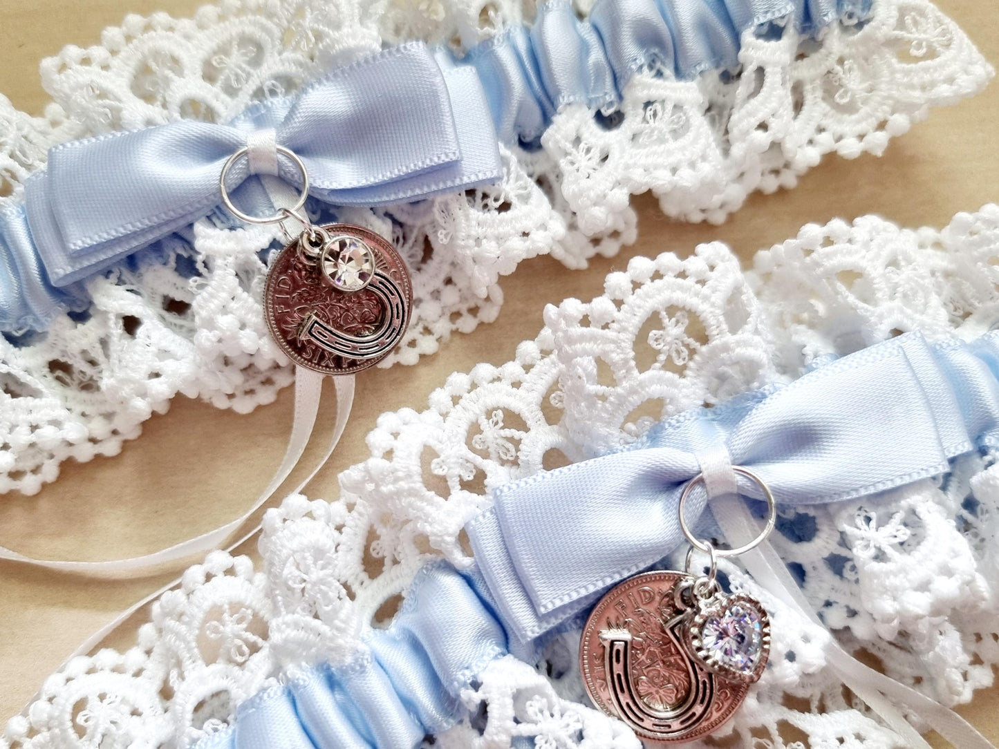Garter Wedding Gift Boxed Something Blue Sixpence Horseshoe Bride Gift Hen Party Free Gift Bag Tag Free Postage